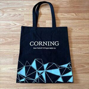 Corning Black Canvas Tote Bag Everyday Use 13x14.5inches